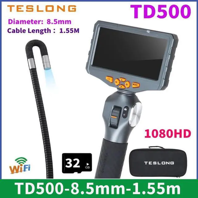 Main image of TESLONG TD500 8.5mm Borescope Inspection Camera Two-Way Articulating Endoscope