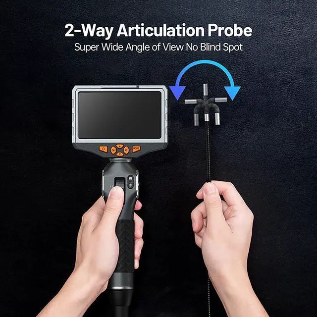 Alt view image 2 of 7 - TESLONG TD500 5" Two-Way 210° Articulated Industrial Borescope Inspection Camera 8.5MM