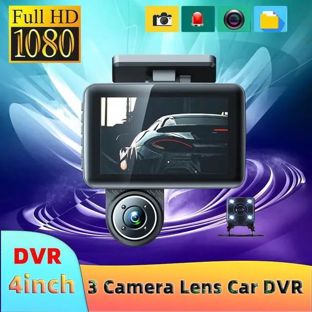 Alt view image 3 of 7 - Dash Cam Front and Rear Camera for Cars Inside Mirror 1080p Full Hd 3 Channel Dash Cam Best Mini Rechargeable Rearview Reverse Assist Parking Monitor