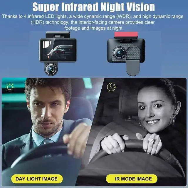 Alt view image 5 of 7 - Dash Cam Front and Rear Camera for Cars Inside Mirror 1080p Full Hd 3 Channel Dash Cam Best Mini Rechargeable Rearview Reverse Assist Parking Monitor