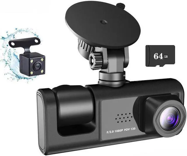 Main image of Dash Cam Front and Rear 3 Channel Comprehensive Recording for Interior, and Rear inside Best Rechargeable - Full HD Recording - Wireless Connectivity - Parking Monitoring - Mini Design