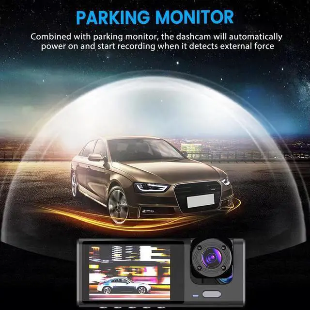 Alt view image 5 of 7 - Dash Cam Front and Rear 3 Channel Comprehensive Recording for Interior, and Rear inside Best Rechargeable - Full HD Recording - Wireless Connectivity - Parking Monitoring - Mini Design