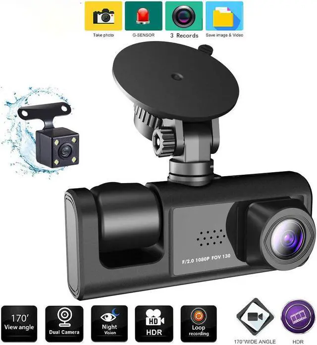 Alt view image 6 of 7 - Dash Cam Front and Rear 3 Channel Comprehensive Recording for Interior, and Rear inside Best Rechargeable - Full HD Recording - Wireless Connectivity - Parking Monitoring - Mini Design