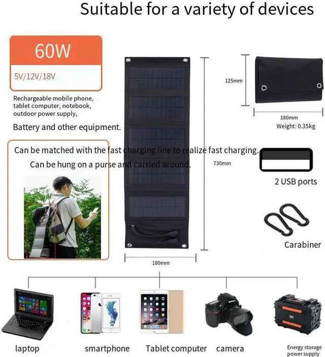 Alt view image 5 of 7 - Solar charging panel emergency charging equipment outdoor emergency power supply for long-distance tourism and camping power generation
