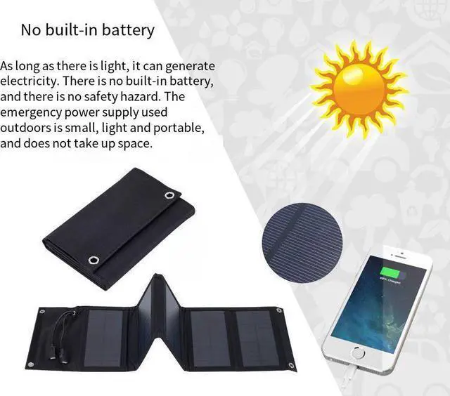 Alt view image 4 of 7 - Solar charging panel emergency charging equipment outdoor emergency power supply for long-distance tourism and camping power generation Solar charging panel 60W