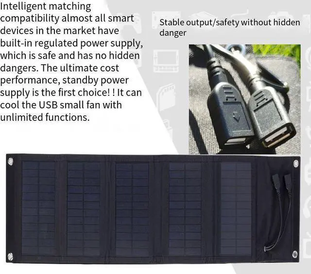 Alt view image 6 of 7 - Solar charging panel emergency charging equipment outdoor emergency power supply for long-distance tourism and camping power generation Solar charging panel 60W
