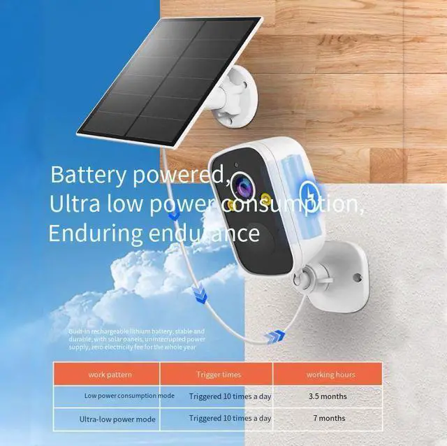 Alt view image 4 of 7 - Security Cameras Wireless Outdoor Solar Powered Wifi System Waterproof With Night Vision Zoom Doorbell Blink 4K 5G 3: Host without solar power *2pcs.
