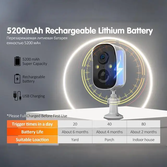 Alt view image 6 of 7 - Security Cameras Wireless Outdoor Solar Powered Wifi System Waterproof With Night Vision Zoom Doorbell Blink 4K 5G 3: Host without solar power *2pcs.