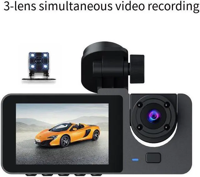 Alt view image 4 of 5 - dash camera for cars front and rear inside 3 channel Backup Camera small smart car play Reverse Assist Parking Monitor Free 32gb Card semi pickup trucks Rechargeable rearview mirror