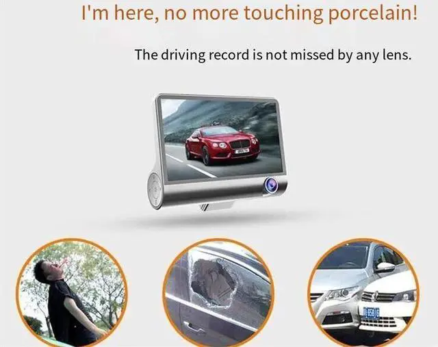 Alt view image 3 of 7 - Rechargeable Dash Cam 3 Channel Front And Rear Camera For Cars Reverse Assist Mirror Parking Monitor Super Night Vision