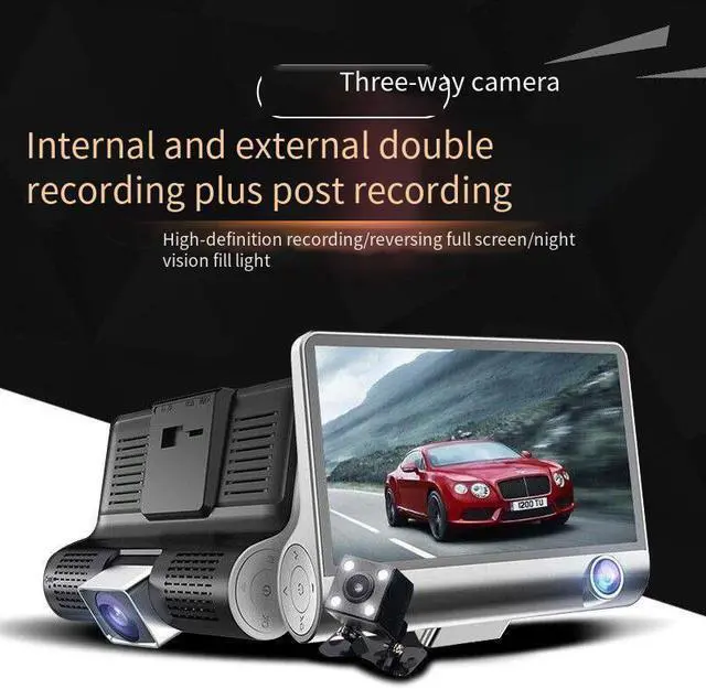 Alt view image 2 of 7 - Rechargeable Dash Cam 3 Channel Front And Rear Camera For Cars Reverse Assist Mirror Parking Monitor Super Night Vision