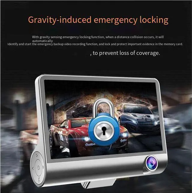 Alt view image 4 of 7 - Rechargeable Dash Cam 3 Channel Front And Rear Camera For Cars Reverse Assist Mirror Parking Monitor Super Night Vision