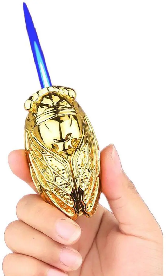 Main image of Yellow Cool Windproof Butane Torch Refillable Cigar Lighters for Candle Kitchen Birthday Gift for Mom Men Wife
