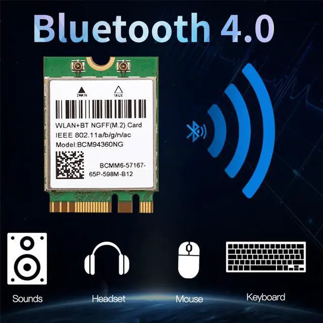 Alt view image 6 of 7 - DERAPID Hackintosh MacOS BCM94360NG WiFi Card for PC 1200Mbps 2.4G/5Ghz NGFF M.2 Wireless Bluetooth 4.0 - AC1200 Dual Band Wireless Adapter