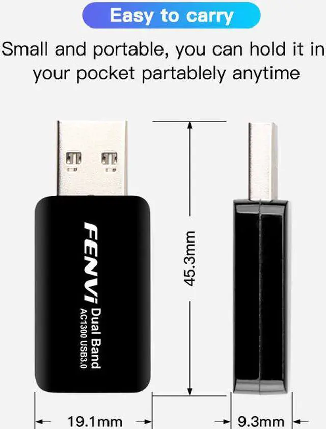 Alt view image 5 of 7 - Mini USB WiFi Adapter for PC Desktop 802.11AC 1300Mbps Dual Band 5G/2.4G Network Adapters WiFi USB 3.0 Wi-Fi Dongle for Windows 7/8/10 Mac OS X 10.9-10.15