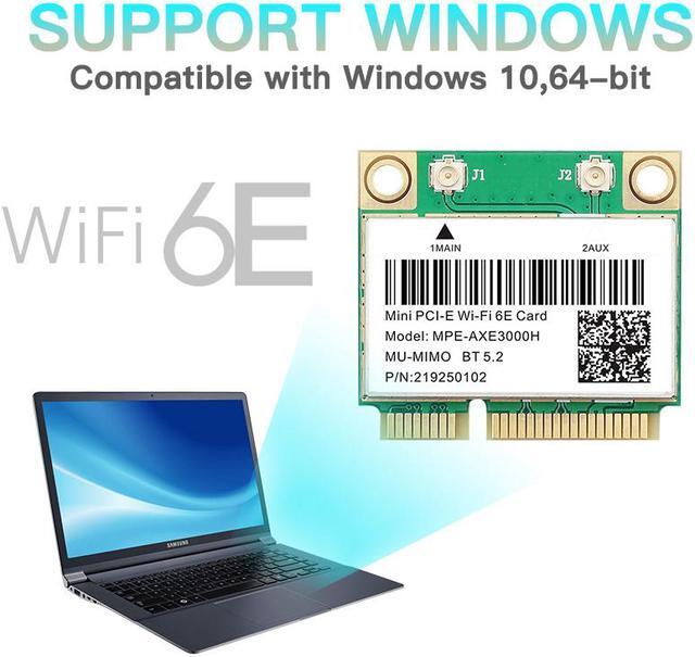 Alt view image 3 of 7 - DERAPID Wi-Fi 6E AX3000 Mini PCIe Wireless Card, Bluetooth 5.2, 802.11ax Tri-Band (6GHz/5GHz/2.4GHz), MU-MIMO, for Windows 11/10 64-bit Laptop/PC