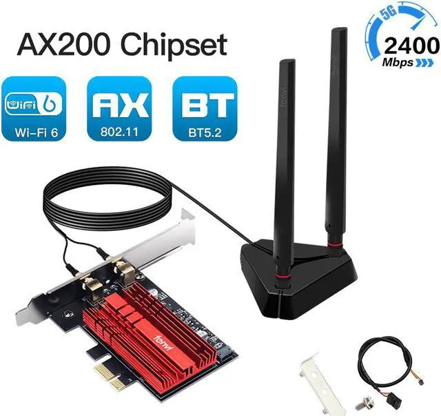 Alt view image 7 of 7 - FV-AX3000Pro WiFi 6 Wireless Network Card Intel wifi 6 AX200 wifi PCI-E WiFi Adapter Dual Band 802.11AX 3000Mbps WiFi Bluetooth 5.2 Adapter AX200NGW for Desktop PCIe wifi Card