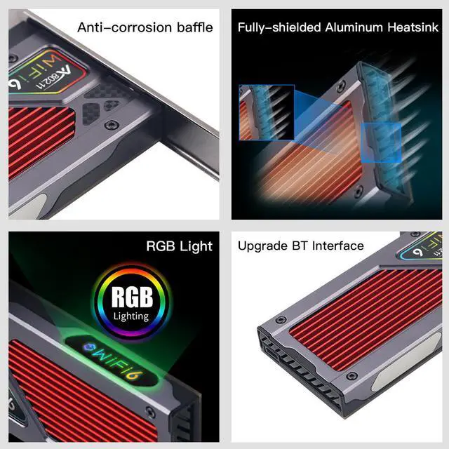 Alt view image 5 of 7 - DERAPID FV-AXE3000RGB WiFi 6E PCIe Gaming Network Card  5400Mbps, Ultra-Low Latency, OFDMA, RGB Lighting | Compatible with Intel AX210, Windows 10/11 (64-bit)