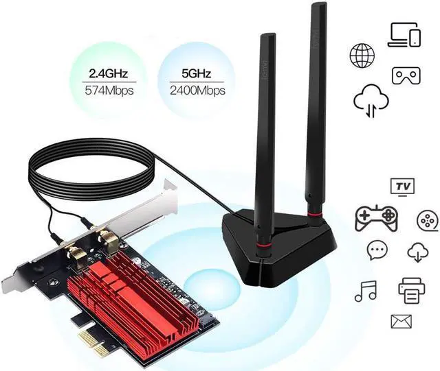 Alt view image 4 of 7 - DERAPID WiFi 6E PCIe Wireless Adapter  Intel AX210 Chip, 5400Mbps Tri-Band (6GHz/5GHz/2.4GHz), Bluetooth 5.2, 160MHz, for Desktop Windows 10/11