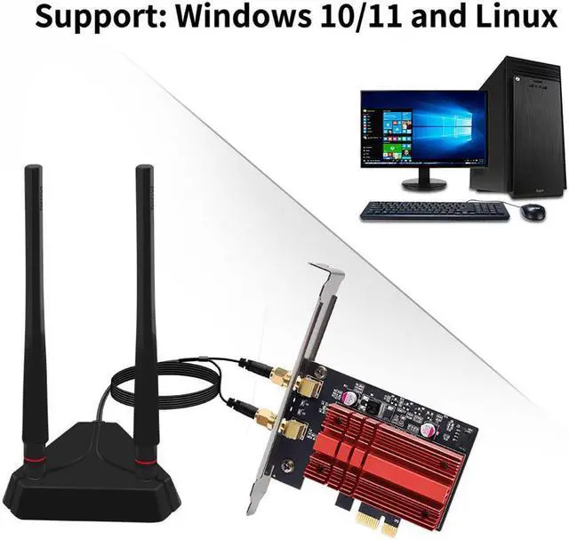 Alt view image 5 of 7 - DERAPID WiFi 6E PCIe Wireless Adapter  Intel AX210 Chip, 5400Mbps Tri-Band (6GHz/5GHz/2.4GHz), Bluetooth 5.2, 160MHz, for Desktop Windows 10/11