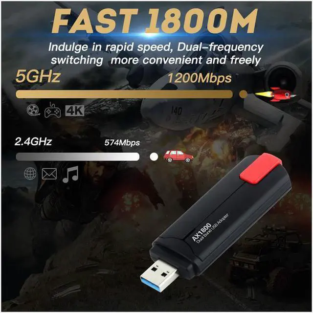Alt view image 3 of 7 - FU-AX1800P WiFi 6 USB Network wifi Adapter USB 3.0 wifi Card 2.4/5GHz 802.11ax 1800Mbps wifi WLAN Adapter Dual Band USB wifi 6 Card Wireless Adapter for Desktop PC Windows 7/10/11