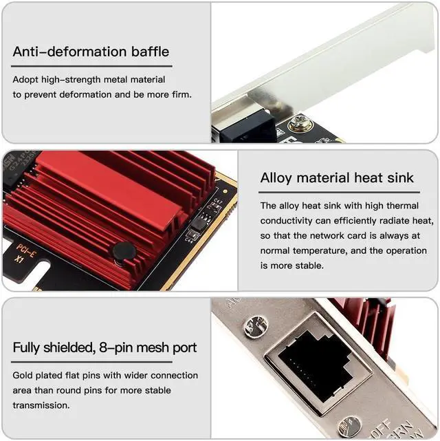 Alt view image 4 of 7 - DERAPID 2.5Gbps PCI Express Network Adapter RJ45 to PCIE Card RTL8125 NIC 2.5G Gigabit LAN Gaming Network Card PCI-E x1 RJ45 NIC for Desktop