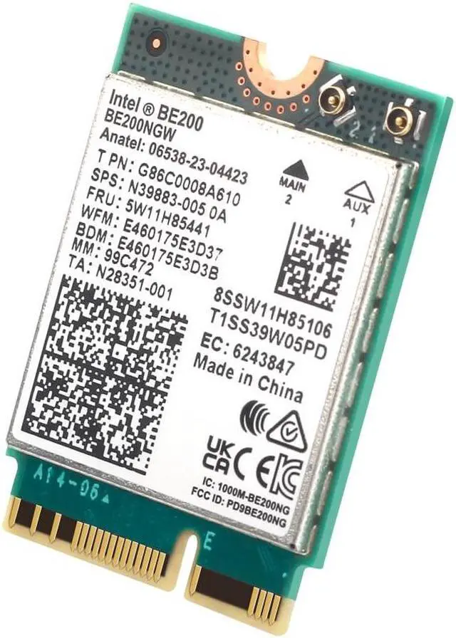 Alt view image 7 of 7 - DERAPID Wi-Fi 7 BE200 NGFF M.2 Key E Wireless Network Card with Bluetooth 5.4 Adapter for PC Windows 11/10 , Not Support AMD Motherboard
