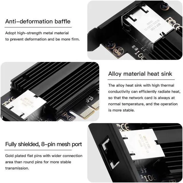 Alt view image 5 of 7 - DERAPID 10G Base-T PCI-e Network Card AQC113 Controller 10Gb Ethernet Adapter PCI-E X4 X8 X16 to RJ45 Port NIC Card for Gaming Offfice,Compatible with Windows10/11/Windows Server/Linux