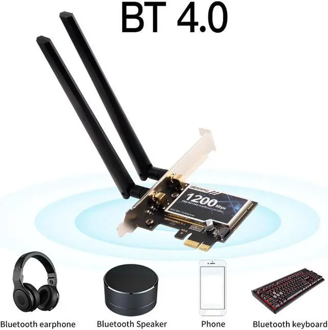 Alt view image 5 of 7 - DERAPID PCE-AC1200 PCIe WiFi Card for Desktop Wifi Bluetooth Card Dual Band PCI-E X1 Wireless Network Card 1200Mbps (2.4Ghz and 5Ghz) for Gaming Streaming Supports Windows 11/10, 8, 7 (32/64bit)