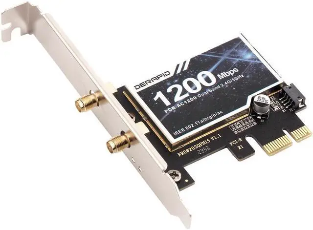 Alt view image 6 of 7 - DERAPID PCE-AC1200 PCIe WiFi Card for Desktop Wifi Bluetooth Card Dual Band PCI-E X1 Wireless Network Card 1200Mbps (2.4Ghz and 5Ghz) for Gaming Streaming Supports Windows 11/10, 8, 7 (32/64bit)