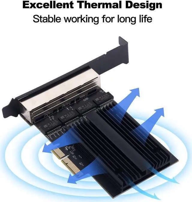 Alt view image 3 of 7 - DERAPID 4 Port Gigabit NIC for Desktop Gigabit Ethernet Network Adapter with Intel I226 Controller Quad RJ45 Port Network Interface Card for Gaming Office Support for Windows