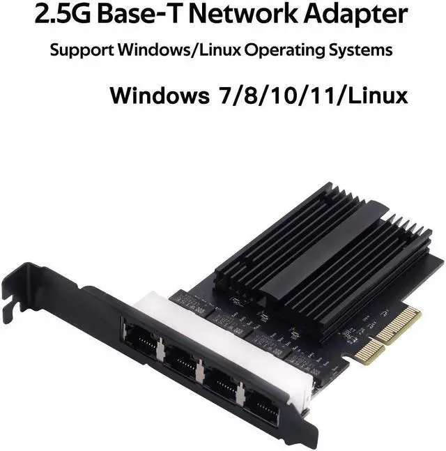 Alt view image 6 of 7 - DERAPID 4 Port Gigabit NIC for Desktop Gigabit Ethernet Network Adapter with Intel I226 Controller Quad RJ45 Port Network Interface Card for Gaming Office Support for Windows