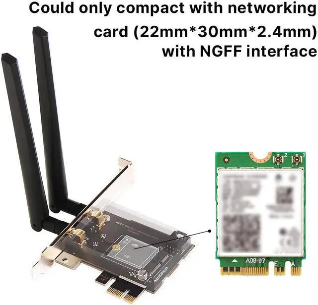 Alt view image 5 of 6 - DERAPID FV-102 NGFF M.2 2230 Key A+E to Desktop PCI-E Wireless Adapter Converter for M.2 wifi Bluetooth Adapter Comptible with wifi 6E AX210 wifi 6 AX200 9260 8265 MT7921K PCI-e X1 X4 X8 X16 wifi Card