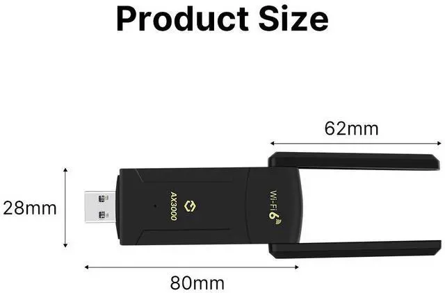 Alt view image 7 of 7 - DERAPID AX3000 USB WiFi Bluetooth Adapter for Desktop PC - WiFi 6 Adapter Dual Band 2.4G/5G PC WiFi Adapter USB3.0 WiFi Dongle WiFi Antenna USB Network Adapter for Gaming Computer Supports Win10/11
