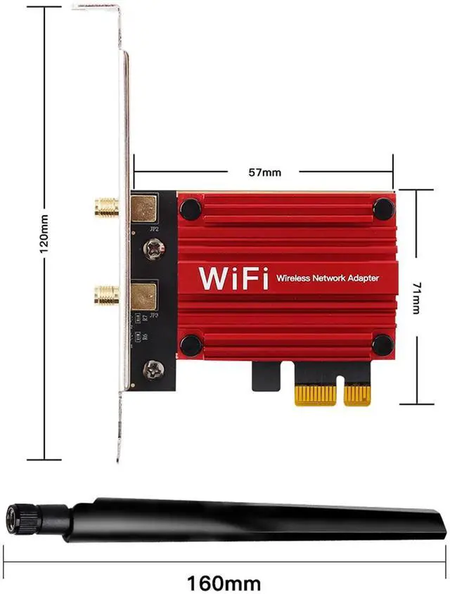 Alt view image 4 of 7 - DERAPID PCI-E WiFi 6 Network Card AX1800Mbps Bluetooth 5.2 Heat Sink 802.11AX 2.4Ghz/5Ghz Wireless PCIe Network Wi-Fi 6 Card PCI Express WiFi Adapters 6dBi Dual Band Antenna for Windows 11/10 64-bit