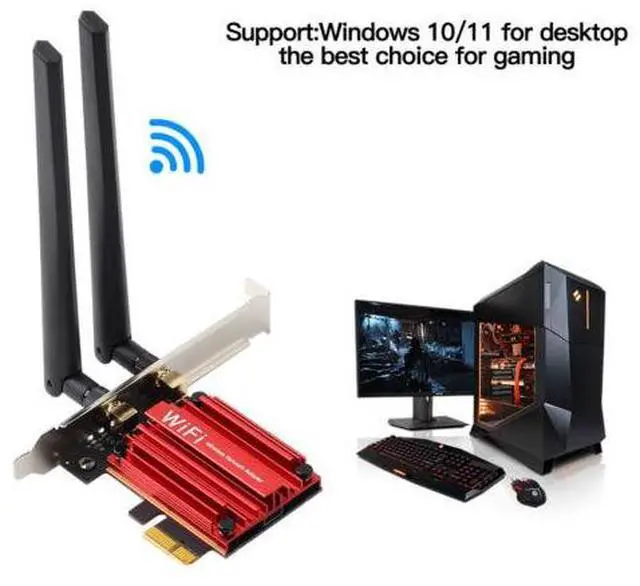 Alt view image 7 of 7 - DERAPID PCI-E WiFi 6 Network Card AX1800Mbps Bluetooth 5.2 Heat Sink 802.11AX 2.4Ghz/5Ghz Wireless PCIe Network Wi-Fi 6 Card PCI Express WiFi Adapters 6dBi Dual Band Antenna for Windows 11/10 64-bit