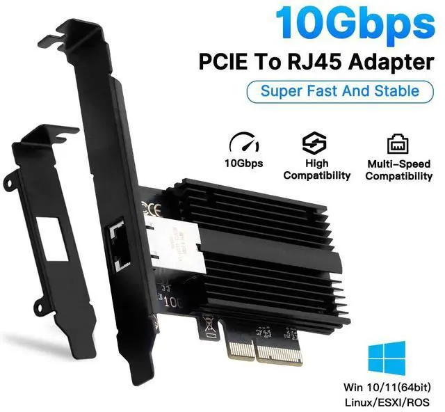 Main image of DERAPID 10G Base-T PCI-e Network Card AQC113 Controller 10Gb Ethernet Adapter PCI-E X4 X8 X16 to RJ45 Port NIC Card for Gaming Offfice,Compatible with Windows10/11/Windows Server/Linux