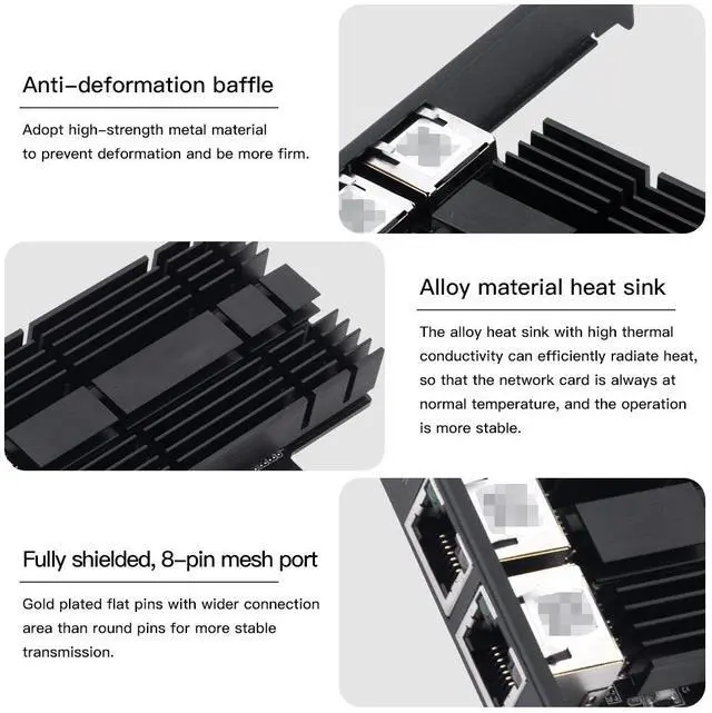 Alt view image 4 of 7 - DERAPID 2.5Gbps PCIe Network Card Dual RJ45 Port Adapter with Intel I226 Chipset for Desktop Gaming Office 2500/1000/100Mbps PCI Express Gigabit Ethernet NIC Card RJ45 LAN Port Controller