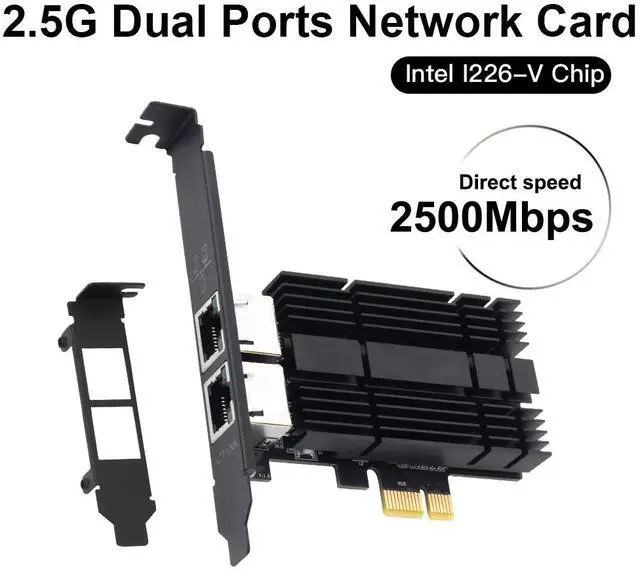 DERAPID 2.5Gbps PCIe Network Card Dual RJ45 Port Adapter
