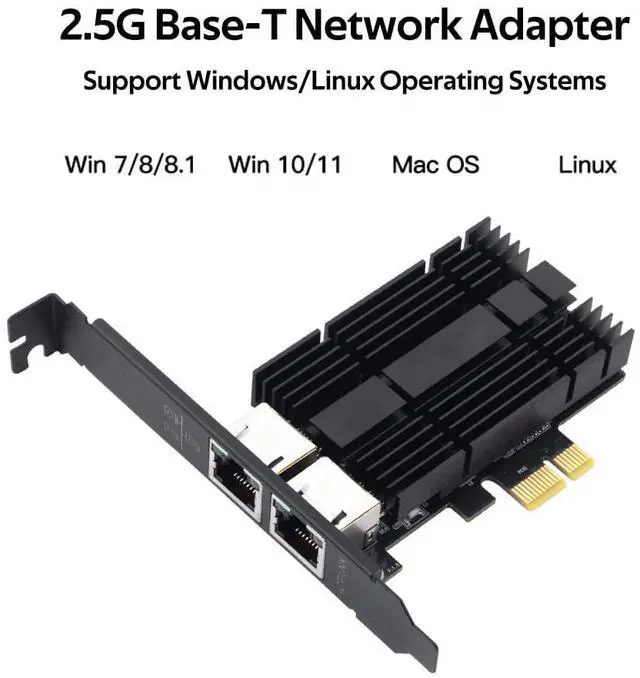 Alt view image 5 of 7 - DERAPID 2.5Gbps PCIe Network Card Dual RJ45 Port Adapter with Intel I226 Chipset for Desktop Gaming Office 2500/1000/100Mbps PCI Express Gigabit Ethernet NIC Card RJ45 LAN Port Controller