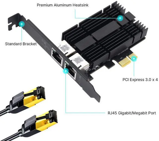 Alt view image 3 of 7 - DERAPID 2.5Gbps PCIe Network Card Dual RJ45 Port Adapter with Intel I226 Chipset for Desktop Gaming Office 2500/1000/100Mbps PCI Express Gigabit Ethernet NIC Card RJ45 LAN Port Controller