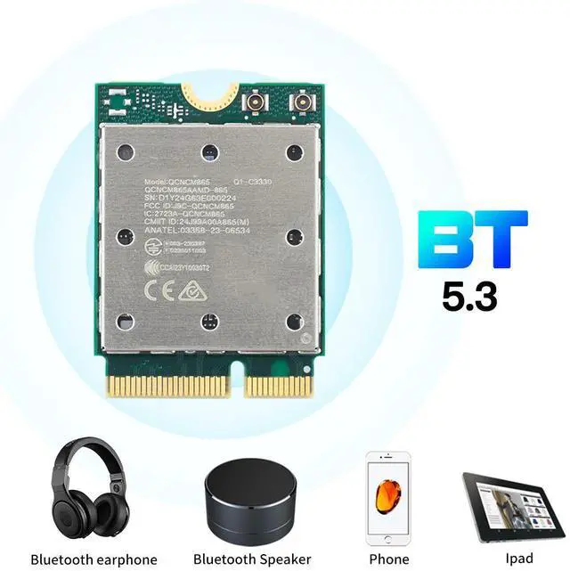 Alt view image 3 of 7 - DERAPID QCNCM865 Wi-Fi 7 Card for PC, NGFF M.2 Key E, Tri-Band 6GHz 5GHz 2.4GHz, Bluetooth Adapter with Antenna, Compatible with Intel & AMD Motherboards, Windows 11 Only