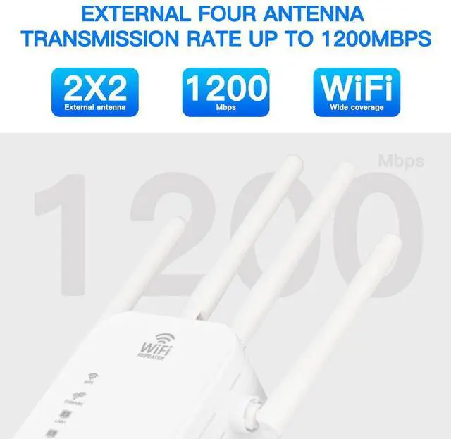Alt view image 3 of 7 - DERAPID AC1200 WiFi Range Extender Outdoor Long Range Wifi Repeater, Dual Band 1200Mbps 2.4G+5G WiFi Booster with External Antennas
