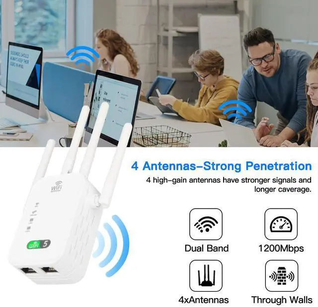 Alt view image 4 of 7 - DERAPID AC1200 WiFi Range Extender Outdoor Long Range Wifi Repeater, Dual Band 1200Mbps 2.4G+5G WiFi Booster with External Antennas