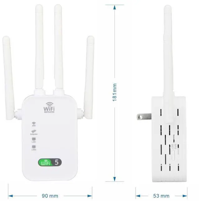 Alt view image 7 of 7 - DERAPID AC1200 WiFi Range Extender Outdoor Long Range Wifi Repeater, Dual Band 1200Mbps 2.4G+5G WiFi Booster with External Antennas