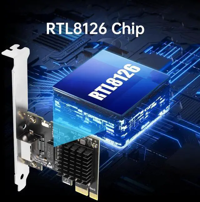 Alt view image 3 of 7 - DERAPID 5Gb Base-T Network Card, RTL8126 Controller 5G PCIe Ethernet Adapter, PCIe to RJ45 Port NIC Card, for Windows10/11/Windows Server/Linux