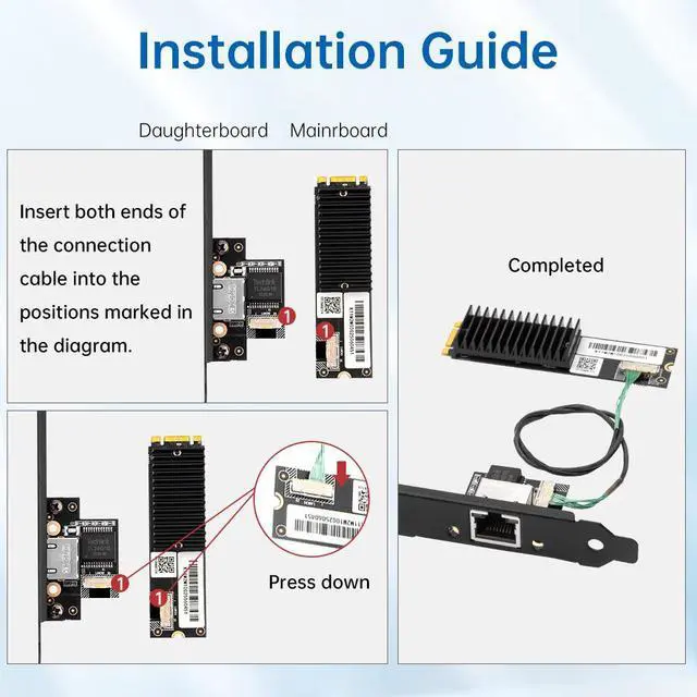 Alt view image 6 of 7 - DERAPID 10G Ethernet Card, Multi-Gigabit NIC with AQC113 Chip, M.2 B+M Key to RJ45 10G/5G/2.5G/1G/100M Adapter for Desktop