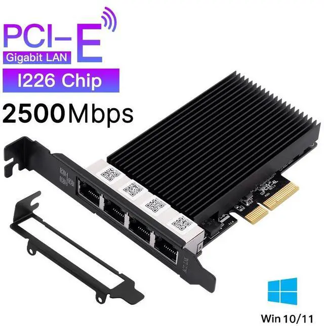 Main image of DERAPID 2.5G PCIe Ethernet Card with Intel I226 Chip, 2500Mbps Gigabit Network Adapter to PCIE X4 X8 X16 NIC for Windows 10/11, Windows Server 2019/2022; Linux