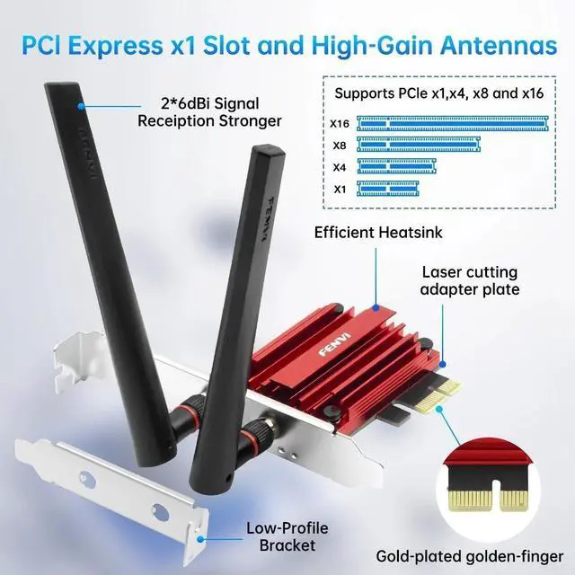 Alt view image 4 of 7 - DERAPID WiFi 7 PCIe Desktop Card BE5400 Tri-Band with MediaTek MT7925 Chip, Bluetooth 5.4 Adapter for Windows 10/11 Compatible with Intel and AMD motherboards
