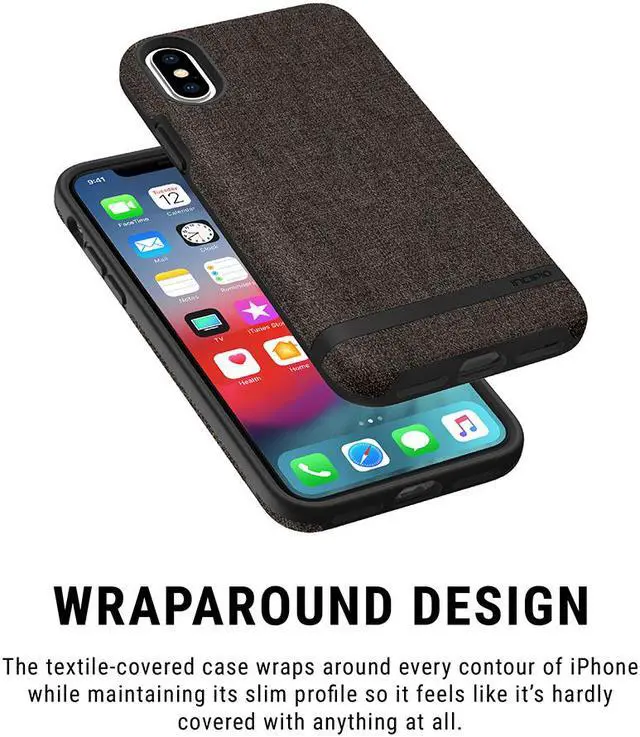 Alt view image 9 of 10 - Incipio Carnaby Stylish Slim Protective Case for iPhone XS (5.8") & iPhone X with Soft Premium Fabric and Anti-Slip Grip - Gray